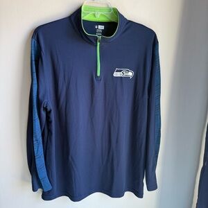 Seattle Seahawks 1/4 Zip Top Long Sleeve NFL Navy Blue with Front Logo
